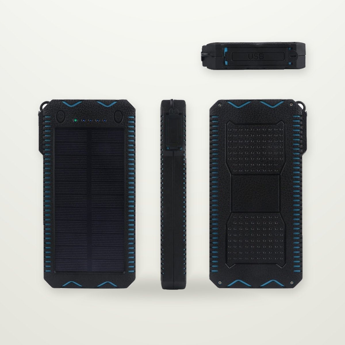 15,000mAh Rugged Solar Power Bank with Flashlight