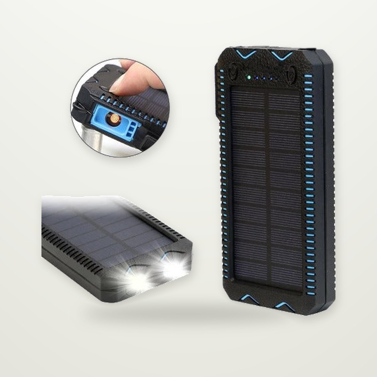 15,000mAh Rugged Solar Power Bank with Flashlight