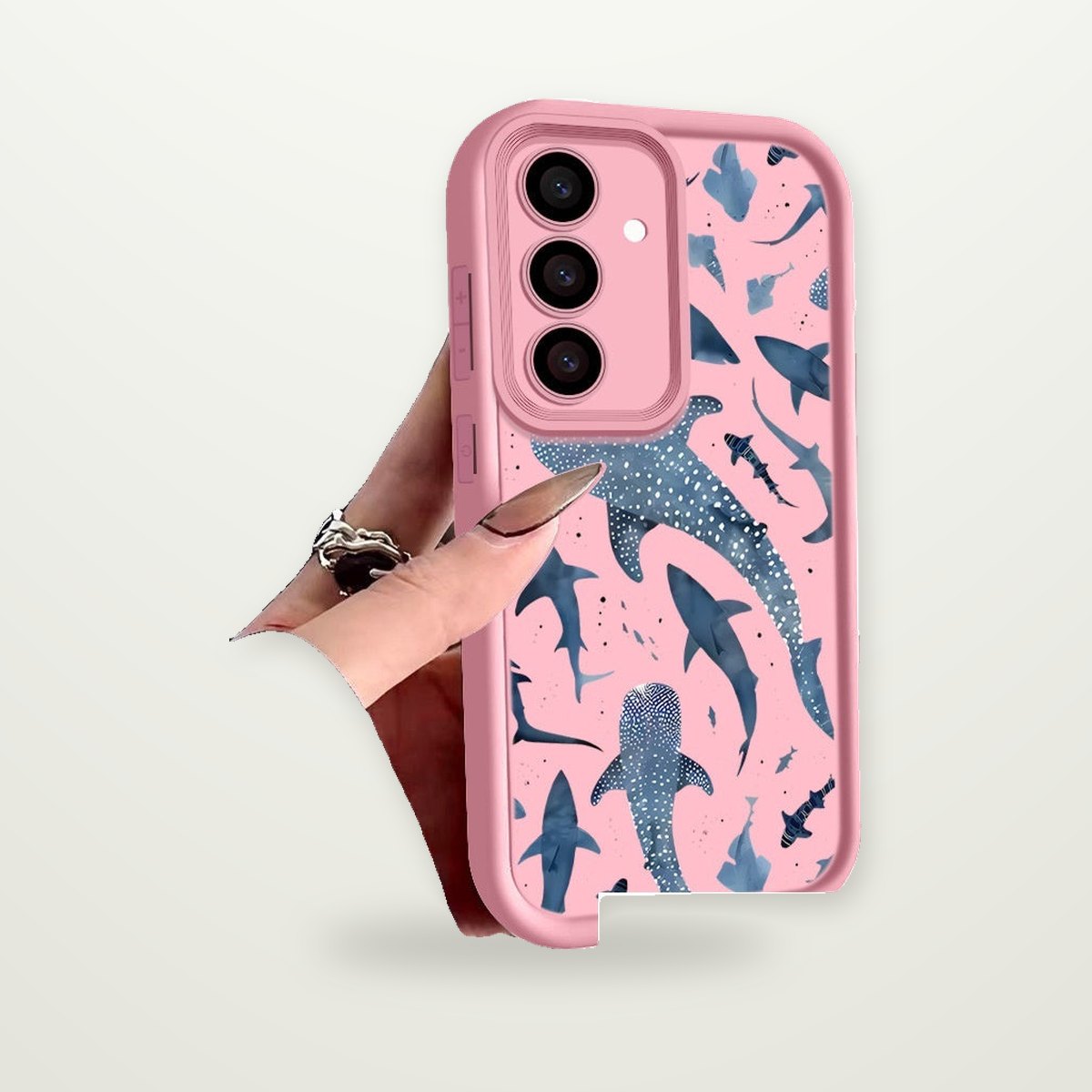 Shark Print Silicone Case for Galaxy S21–S25