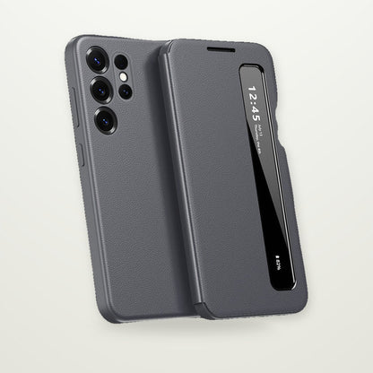 Smart-View Window Flip Case for Galaxy S22–S26 & A Series