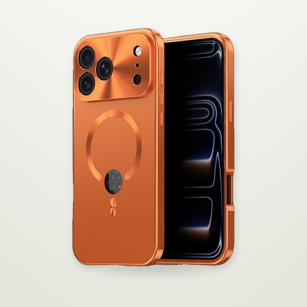 Electroplated Metal Magnetic Case with Logo Cutout for iPhone 14–17
