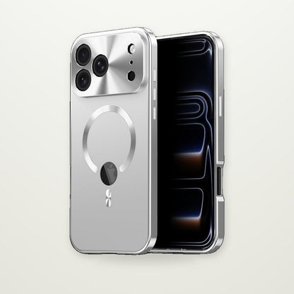 Electroplated Metal Magnetic Case with Logo Cutout for iPhone 14–17