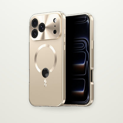 Electroplated Metal Magnetic Case with Logo Cutout for iPhone 14–17