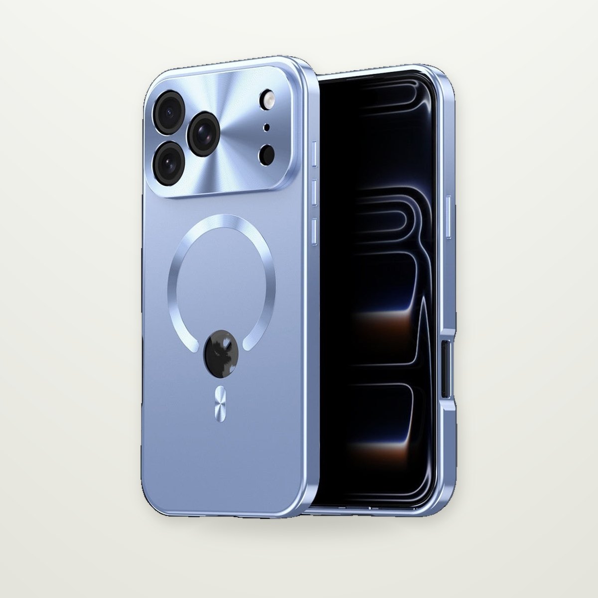 Electroplated Metal Magnetic Case with Logo Cutout for iPhone 14–17