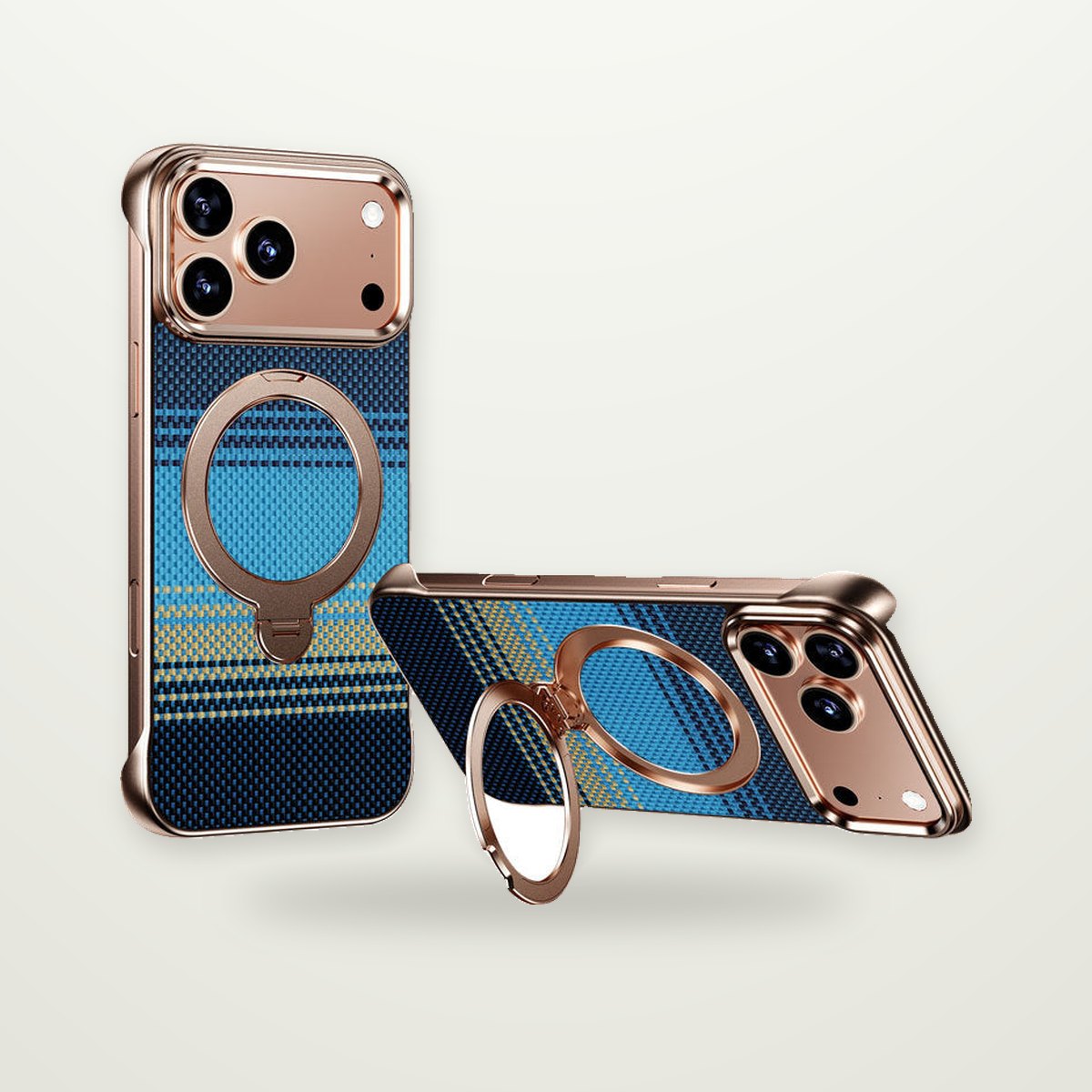Aluminum Frameless Magnetic Stand Case for iPhone 14–17