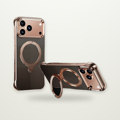 Aluminum Frameless Magnetic Stand Case for iPhone 14–17