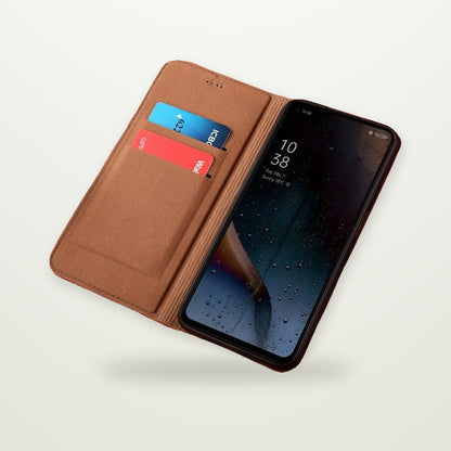 Lizard-Grain Leather Flip Case for iPhone 15–17
