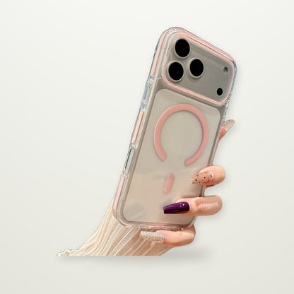 Ice-Crystal Clear Dual-Tone Magnetic Case for iPhone 15–17