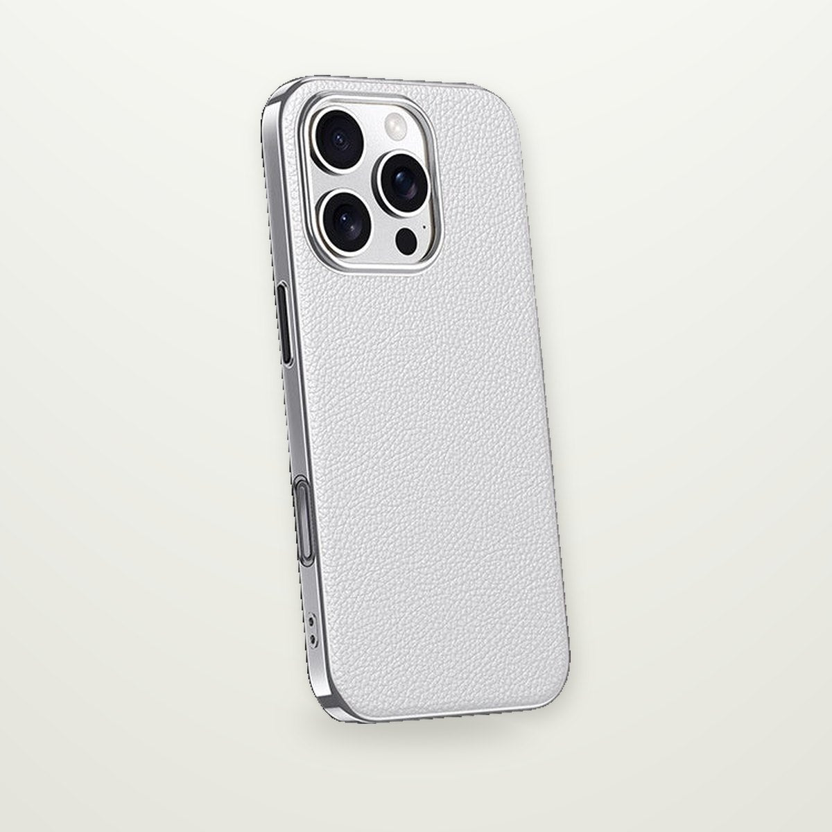 Metal Lens-Frame Leather Case for iPhone 13–17