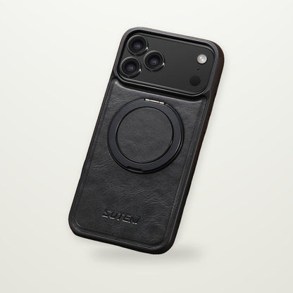 Leather Magnetic Charging Case for iPhone 13–17, Air & Galaxy S24–S25