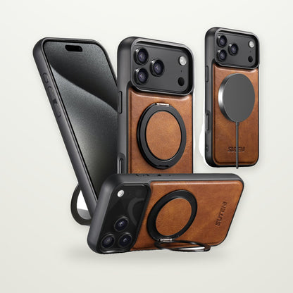 Leather Magnetic Charging Case for iPhone 13–17, Air & Galaxy S24–S25