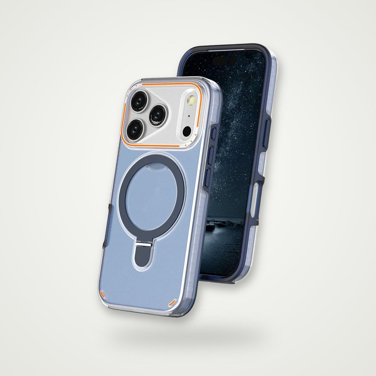 360° rotating ring stand matte case for iPhone 17 & Air, blue