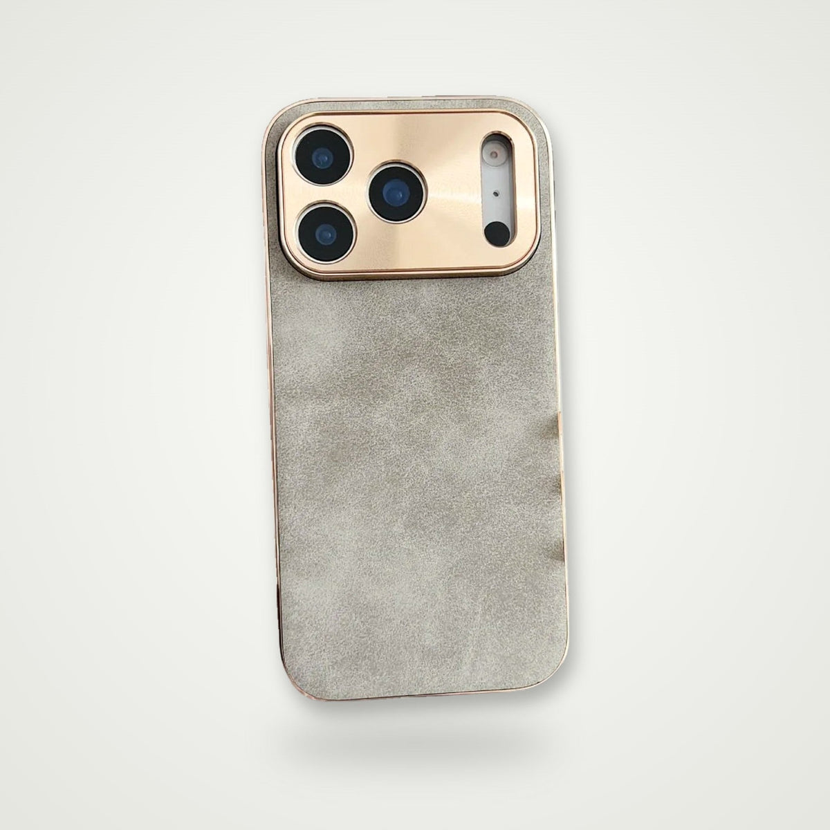 Electroplated metal-lens case for iPhone 13–17 & Air, gray