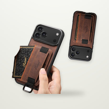Leather Card Case with Wrist Strap for iPhone 13–17 & Air