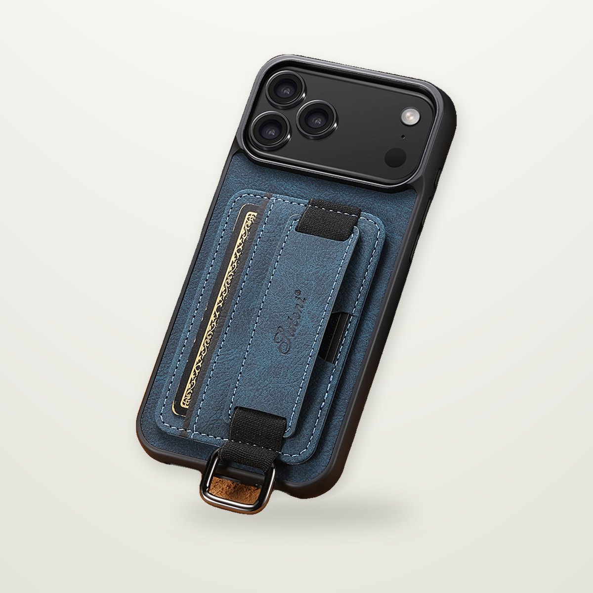 Leather Card Case with Wrist Strap for iPhone 13–17 & Air