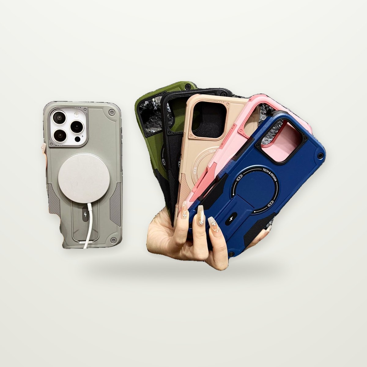 Drop-Resistant Kickstand Case for iPhone 13–17 & Air
