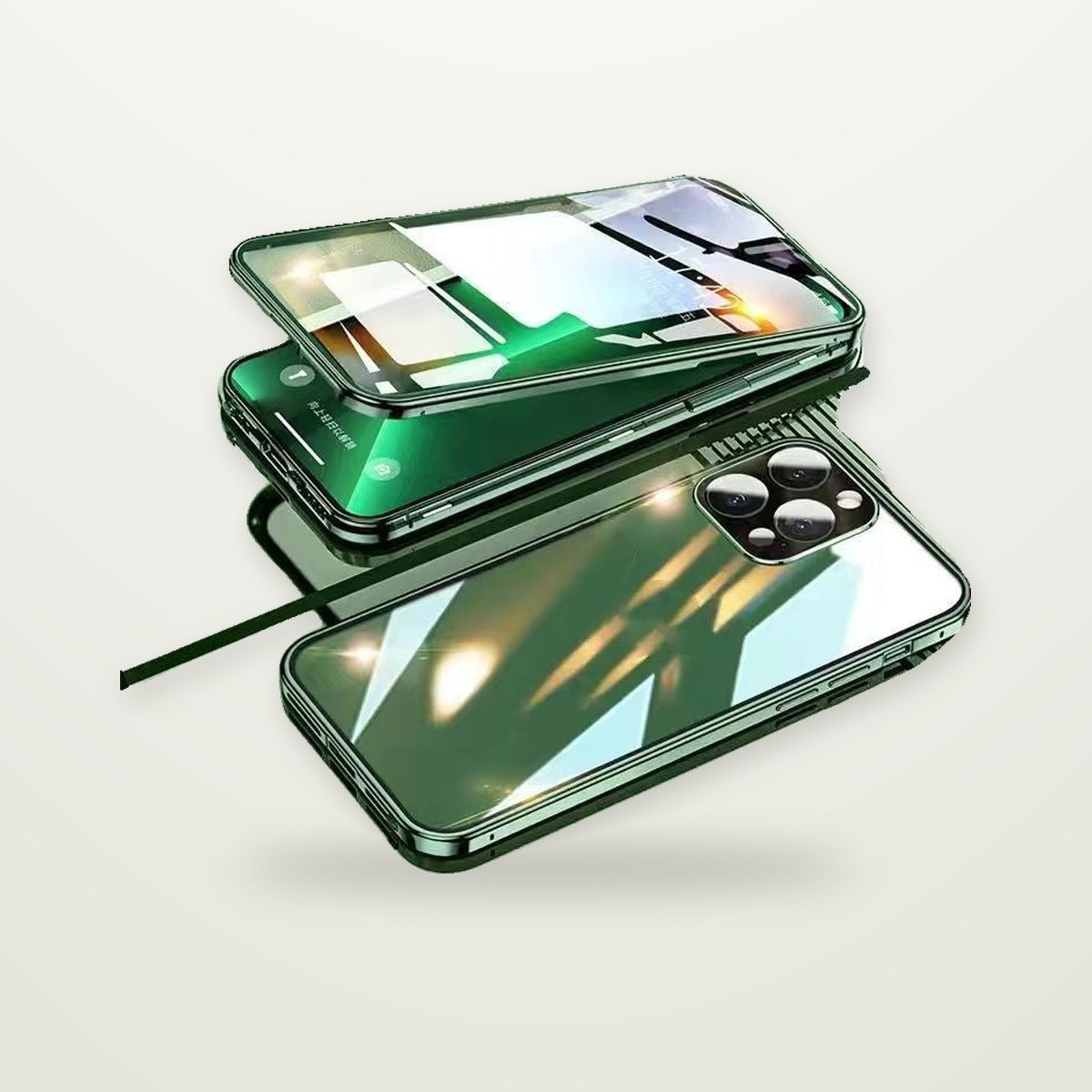 Double-Sided Glass Magnetic Case for iPhone 13–17