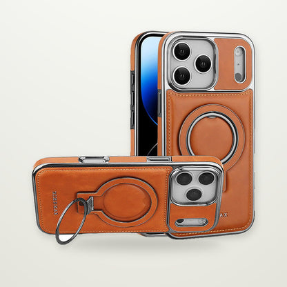 Leather MagSafe Kickstand Case for iPhone 15–17 & Air