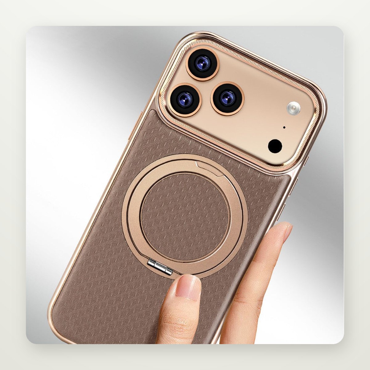 360° Rotating Leather Stand Case for iPhone 13–17 & Air
