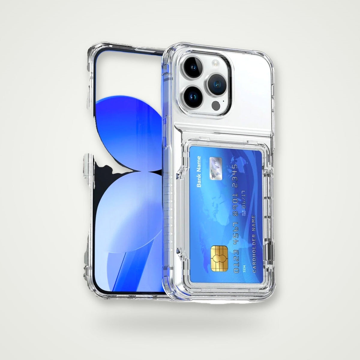 Clear flip card case for iPhone 13–15, view 4