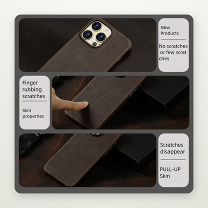 Cowhide Leather MagSafe Case for iPhone 15–16