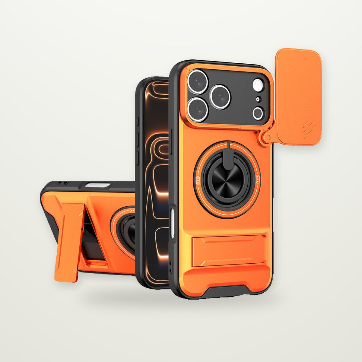 Sliding Camera Cover Ring Case for iPhone 13–17 & Air