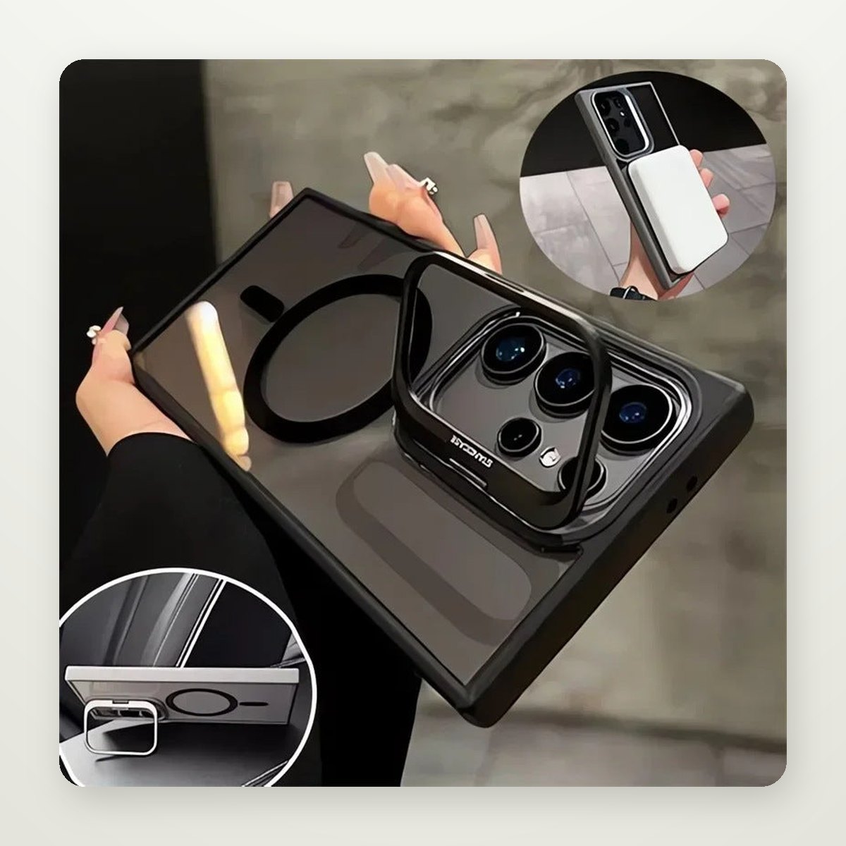 Metal Lens Stand Magnetic Case for Galaxy S24