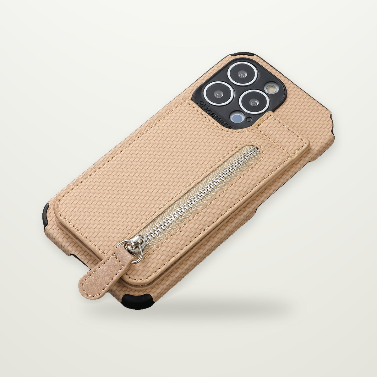 Zipper Wallet Stand Case for iPhone 13–15
