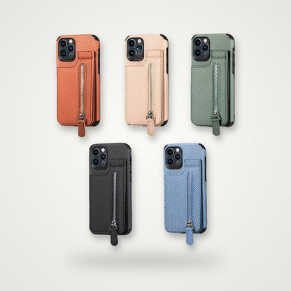 Zipper Wallet Stand Case for iPhone 13–15