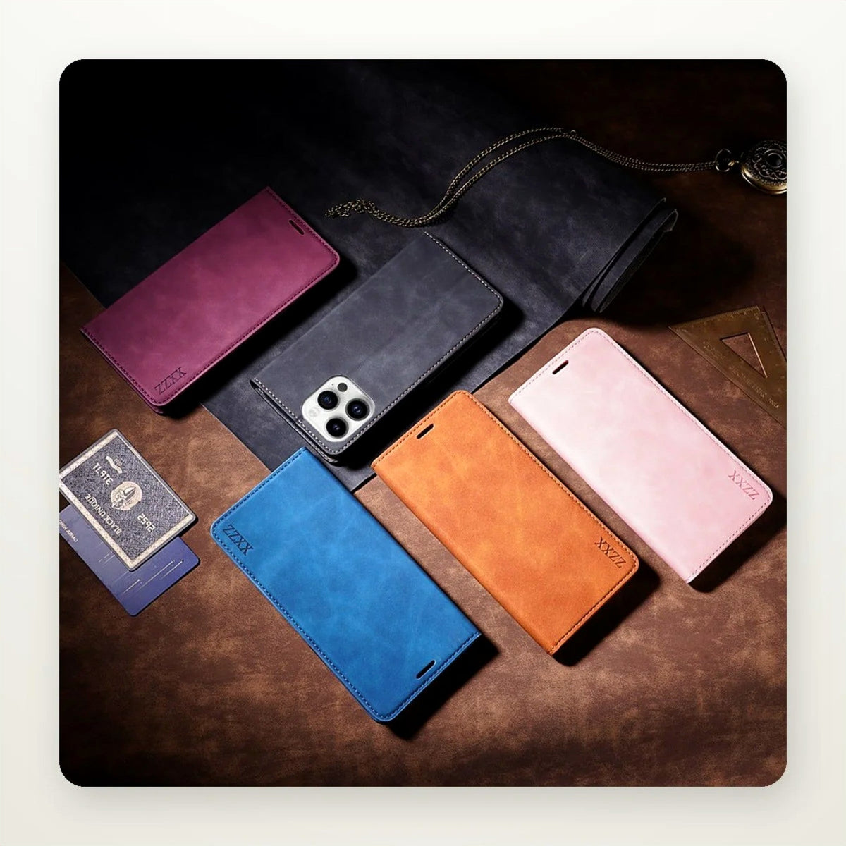 Leather Wallet Card Case for iPhone 13–15