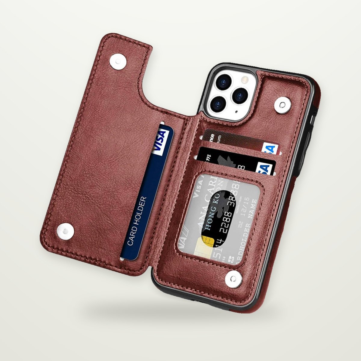 Double Buckle Leather Case for iPhone 13–16