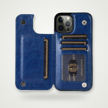 Double Buckle Leather Case for iPhone 13–16