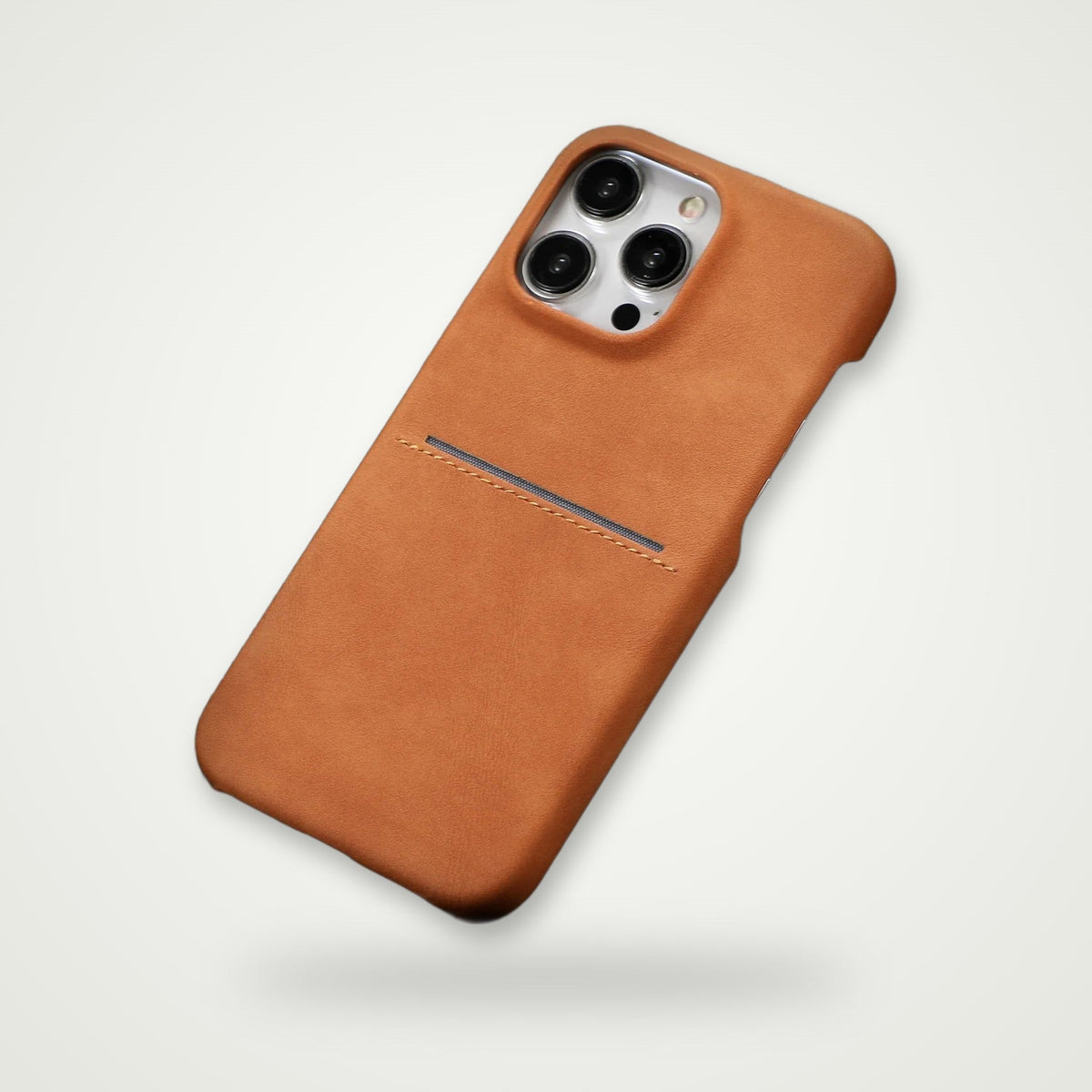 Business sheepskin-feel card case for iPhone 12–16, orange