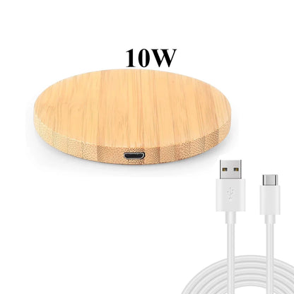 Bamboo wood 15W Qi wireless charging pad, view 7