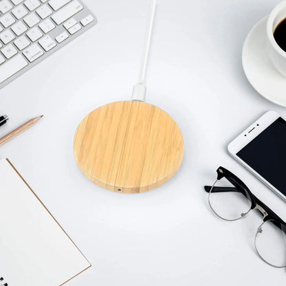 Bamboo wood 15W Qi wireless charging pad, view 4