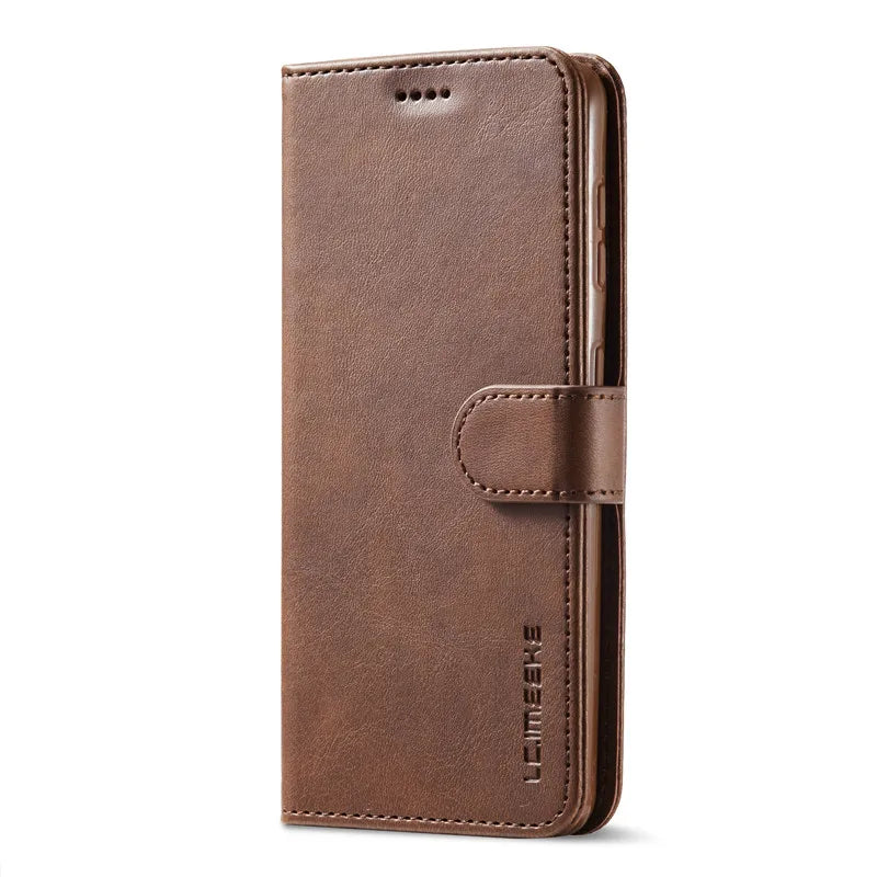 Flip book case for Samsung Galaxy S8–S26 & FE models, brown