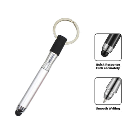 2-in-1 mini stylus and ballpoint pen keychain, silver