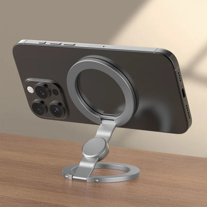 Foldable magnetic ring grip, silvery