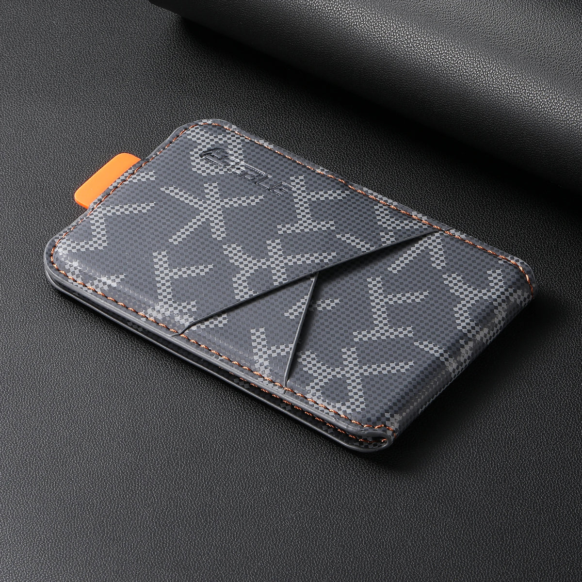 Leather MagSafe card wallet, black