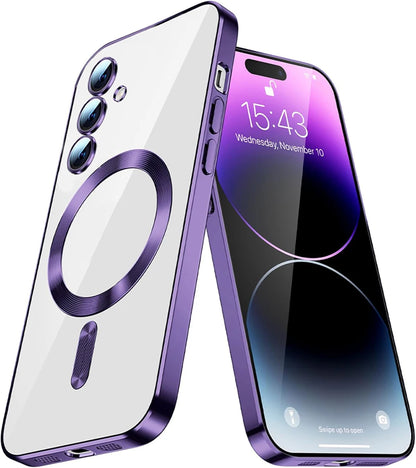 Plated magnetic case for Samsung Galaxy S22–S26, dark purple