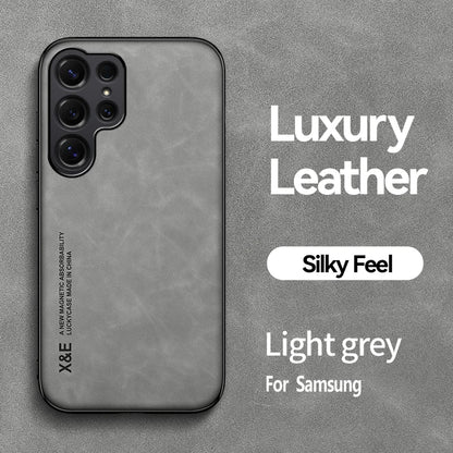 Ultra-thin PU leather case for Samsung Galaxy S22–S26, light gray
