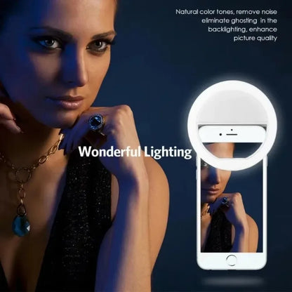 Rechargeable clip-on LED selfie ring light for phones, view 4