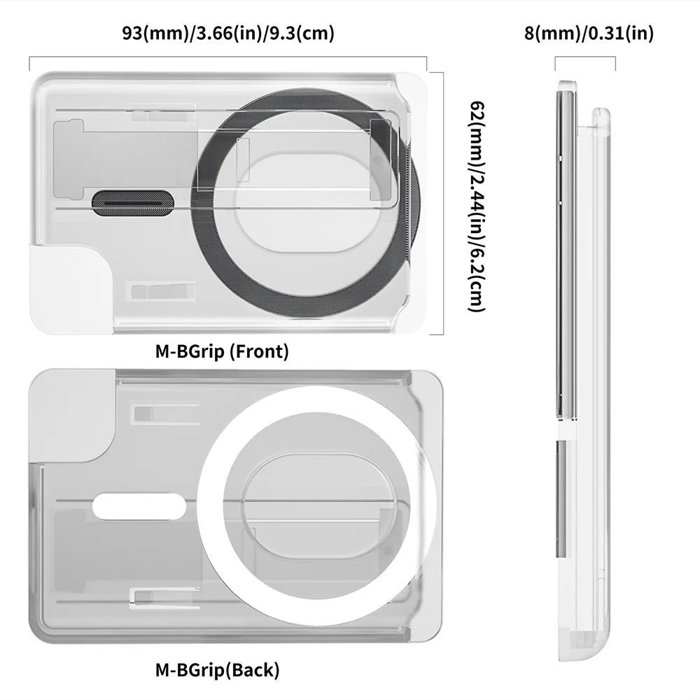 Magnetic card holder with finger strap grip, view 4