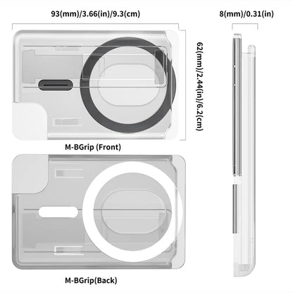 Magnetic card holder with finger strap grip, view 4
