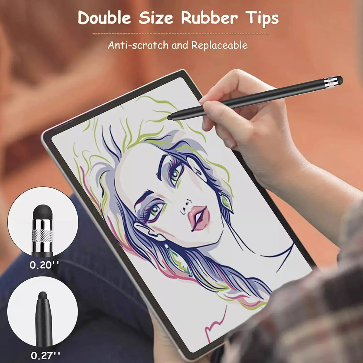 Universal capacitive stylus with dual silicone tips, view 6