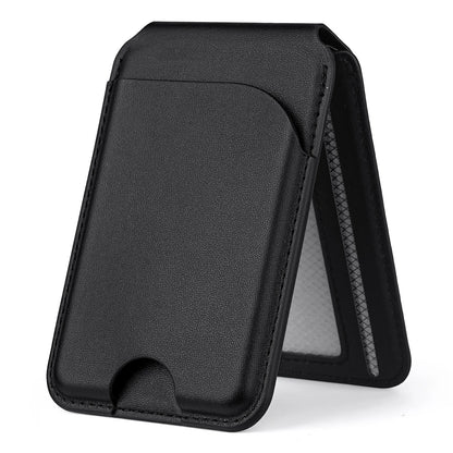 Magnetic leather wallet with stand
