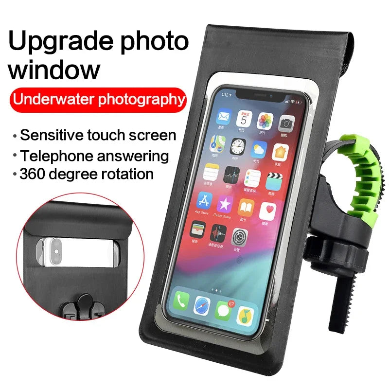 Waterproof touchscreen bike and motorcycle phone mount bag, view 5