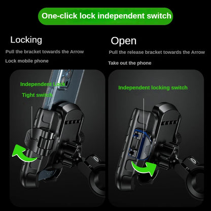 One-touch auto-lock motorcycle and bike phone mount, view 2