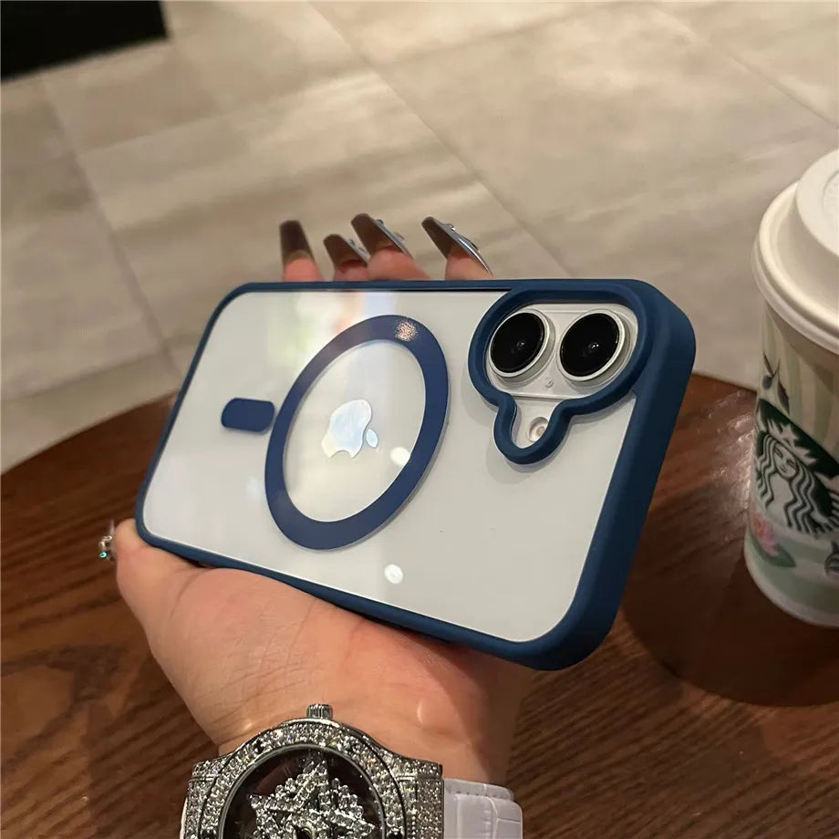 Clear bumper MagSafe case for iPhone 11–17 & Air, blue