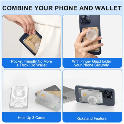 MagSafe card wallet with ring grip stand for iPhone & Samsung, view 5